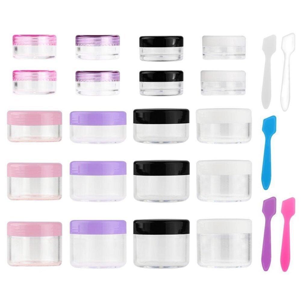 20 Pieces Empty Clear Plastic Sample Containers with Lids 3/5/ 10/15/ 20 Gram Si